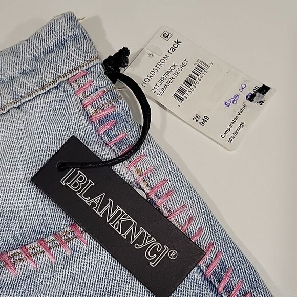 Blanknyc The Barrow Vintage High Rise Denim Short PINK Crochet Stitches SZ 26 B4 - Picture 4 of 12